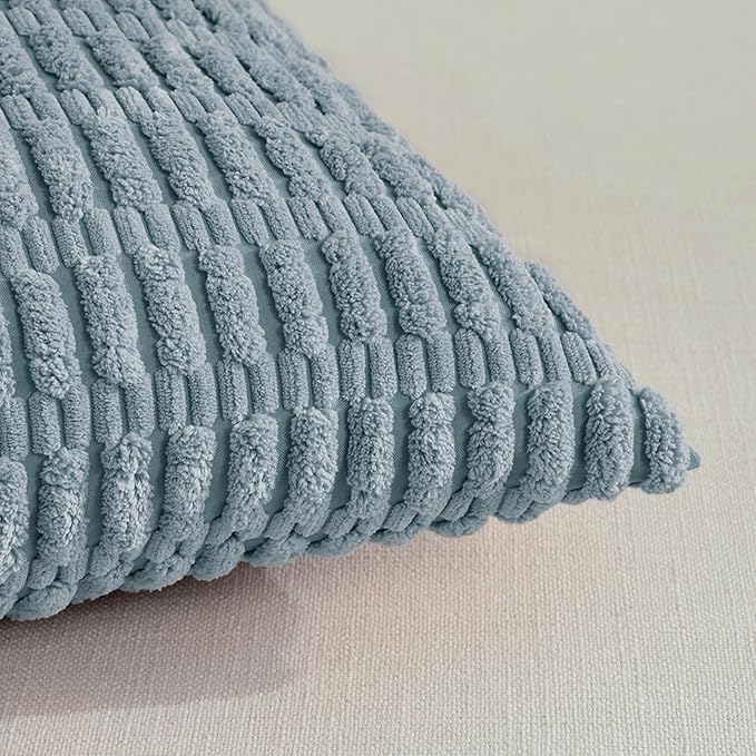 Fancy Homi 4 Packs Decorative Throw Pillow Covers for Living Room Couch Bed, Modern Farmhouse Boho Home Décor Accent Cushion Case, 24" x 12", Light Blue