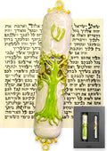 Exquisite Enamel Design Mezuzah with Scroll, Easy Install Use Double-Sided Tape, Tree of Life Theme Mezuzah for Door with Crystal Diamond Accent for Any Memorable Jewish Occasions, 3.8”