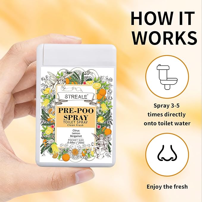 Travel Size Toilet Spray 6-Pack, Travel Essentials Toiletries, Pocket Size Pre-Poo Spray, Bathroom Odor Deodorizer, Up to 240 Uses, 6 Refreshing Scents