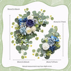 Odouzy Artificial Wedding Arch Flowers for Wedding Sign,Set of 2 for Welcome Ceremony Sign,Faux Floral Swags,Wedding, Banquet and Reception Backdrop Floral Decoration (Blue)
