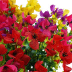Artificial Faux Plants Flowers Outdoor Spring Summer Decoration, 12 Bundles Fake Silk Colorful Daisy Eucalyptus Realistic UV Resistant for Outside Home Planter Porch Yard Decor (Mix)