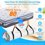 Mattress Vacuum Bag Twin/Twin XL Space Saver Mattress Vacuum Seal Bag with Straps for Moving Double Zip Seal Reusable Mattress Compression Vacuum Storage Bags