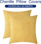CaliTime Throw Pillow Covers Decorative 26 X 26 Inches Pack of 2 Cozy Chenille Cushion Cases for Couch Sofa Bed Living Room Home Gold