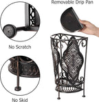 Dualplex Umbrella Holder Umbrella Stand Rack Super Quality Metal Entry Hallway Décor Removable Drip Tray for Home Office Holds Umbrellas Canes Walking Sticks Best Gift 16" Tall (Wallside, Antique)