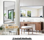 BONEWEI Bathroom Mirror,30x60 inch Large Wall Mirror for Bathroom Wall Mounted Black Rectangle Corner Mirrors,Black Bathroom Mirror for Living Room,Farmhouse,Bedroom Entryway,Horizontal/Vertical