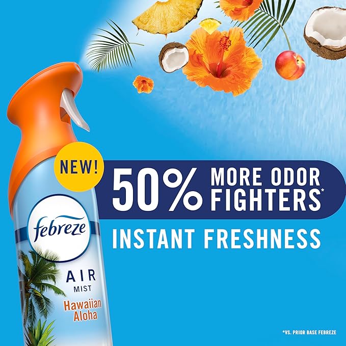 Febreze Air Mist, Air Freshener Spray, Odor Fighting Room Spray, Deodorizer for Home Bathroom Kitchen Office Apartment Dorm Room Classroom, Linen & Sky Scent, 8.1oz (Pack of 6)