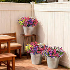 Artificial Flowers for Outdoor Faux Flower Spring Decoration, 12 Bundles Fake Plants Silk Daisy Bulk UV Resistant Realistic for Outside Porch Patio Balcony Planter Yard Garden Home Decor(Mixed 2)