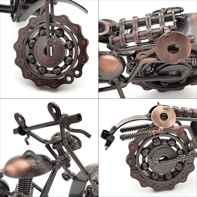Tipmant Antique Vintage Motorcycle Model Retro Iron Metal Bicycle Vehicle Office Home Décor Room Desk Decoration Ornaments Handmade Handcrafts Collections