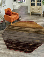 Unique Loom Barista Collection Area Rug - Mundo Nova (6' 1" Octagon, Beige/Blue)