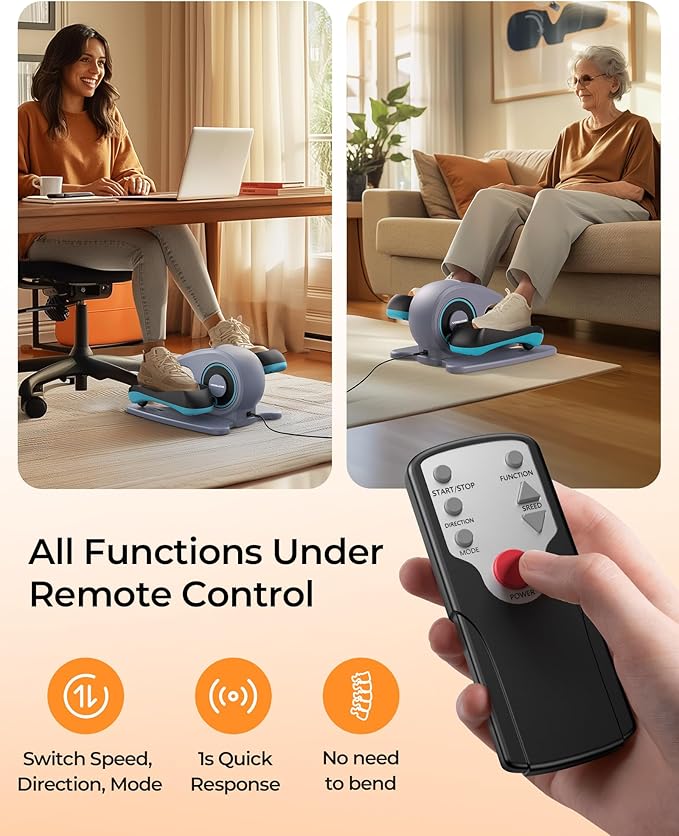 YOSUDA Under Desk Elliptical Electric, Elliptical Machine for Seniors,Fully Assembled Seated Pedal Exerciser with Remote Control with Free Footstraps & 10 Adjustable Speeds