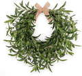 Artificial Olive Wreath for Front Door - 22 Inch Faux Greenery Wreath with Burlap Bow & Olives - Modern Farmhouse Wall Decor, Year Round Spring Summer Wreath for Indoor Outdoor Wedding Entryway
