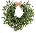 Artificial Olive Wreath for Front Door - 22 Inch Faux Greenery Wreath with Burlap Bow & Olives - Modern Farmhouse Wall Decor, Year Round Spring Summer Wreath for Indoor Outdoor Wedding Entryway