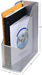 YBM HOME Mesh Steel Deluxe Magazine Rack, Extra Wide, Magazine File Holder 2258-6 (6, Silver)