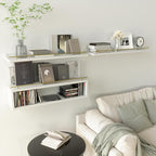 WOPITUES Floating Shelves for Wall 24 inch with Cube Shelf, Wall Shelves with Metal Rail for Decor, Bathroom Organizers and Storage, Over Toilet Shelves for Bathroom, Toilet Paper-White&Gold