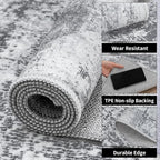 Ciicool Abstract Area Rug Indoor, 3x5 Washable Entryway Rug, Modern Soft Throw Rug with Non-Slip Backing Ideal for Bedroom Living Room Entrance Kitchen, Non-Shedding Low-Pile Floor Carpet Doormat Gray