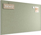 Fluxynara Large Bulletin Board, 70.8" x 47.2" Cork Board Alternative with 48 Safe Removable Adhesive Tabs, Foldable Felt Pin Board for Home Office, Classroom, Bedroom,Entryway for Walls—Sage