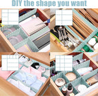JEPELUS 8PCS Drawer Divider - 14.5in*2.7in/37cm*7cm, DIY Grid Drawer Dividers for Kitchen Bathroom Office Nursery, Plastic Drawers Separators for Socks Underwear Dresser Baby Clothes Medicines - Blue