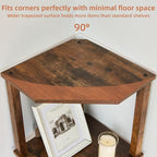 YUFAM 3-Tier Corner Shelf with Sturdy 5-Leg Base, Wooden Corner Bookshelf for Small Spaces, Small Corner Table for Living Room, Bedroom, Office, Brown