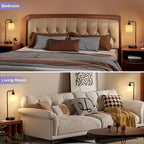 Industrial Touch Bedside Lamps for Bedrooms Set of 2 - 3-Way Dimmable Nightstand Lamps with USB C+A Ports and Outlet, Table Lamps with Opal Glass Shade for Living Room, Desk Lamps for Home Office