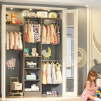 48" Closet Organizer System, 4FT Closet System for Small Closets with 4 Hanging Rods & 3 Shelves, 80"H Small Closet Organizers and Storage for Bedrooms, Cloakrooms, Gray