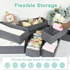 homyfort 8 Pack Dresser Drawer Organizers and Storage Bins for Clothing, Large Drawer Organizer Bins for Baby Clothes, T-Shirts, Bra, Underwear, Socks (Grey)