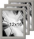 KTKDE 12x16 Picture Frame Set of 3,Grey Wooden frames, Vertical & Horizontal Wall Hanging for Wall Display,Studio Gallery Photo Frame for Photos, Posters & Art Prints