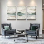 Large Framed Abstract Nature Landscape Wall Art for Living Room, Set of 3 Modern Canvas Prints Paintings Artwork for Walls, Green Lake Pictures for Hallway, Dining Room, Office Wall Decor 24x36 Inch