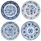 Decorative Plates Blue and White Porcelain Plates of 26cm Oriental Floral Pattern Ceramic Craft for Ornaments Giving Plates, 1 Plate with 1 Display Stand