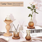 36Pcs Bud Vases Set Small Vintage Glass Bottles Bud Vases in Bulk Multiple Shape Cute Glass Vases for Rustic Wedding Centerpieces Table Decorations and Home Decor(Amber)