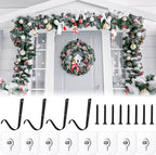 MorningRo 4 Set Large Front Door Garland Hanger Heavy Duty Cast Iron 33 lb Door Garland Hanger Self Adhesive Hook No Nails Screws for Christmas Halloween Decorations(Black)