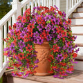 INQCMY Artificial Flowers for Outdoor Faux Hanging Plants Spring Outside Decoration,2Bundles Fake Silk Flowers Realistic Outdoor Flowers No Fade UV Resistant Porch Patio Window Yard Balcony Decor