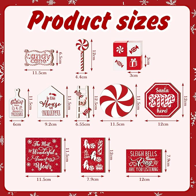 Mifoci 14 Pcs Christmas Tiered Tray Decor Rustic Christmas Decorations Snowman Santa Candy Wood Sign Xmas Table Tiered Tray Winter Farmhouse Rustic Table Decor for New Year Home Shelf Tabletop