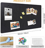 Large Bulletin Board - Foldable 36x24 Inches Cork Board Alternative with 20 Push Pins, 3' x 2' Self-Adhesive Felt Bulletin Board for Wall, Home Office Classroom Decor