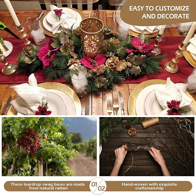 Natural Grapevine Swag Base - DIY Crafts Decorative Swag Wreath Making Supplies for Holiday Party Decor - 6 Pack