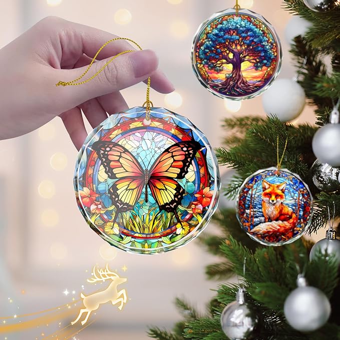 Stained Glass Butterfly Ornament - Christmas Tree Decor, Gift Exchange Present