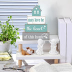 Cinnvoice 4 Pcs Farmhouse Tabletop Decor Rustic Family Blessed Home Table Centerpiece This Is Us Sign for Kitchen Shelf Desk Fireplace Mantel Tiered Tray Decor(May Love Be the Heart of This Home)