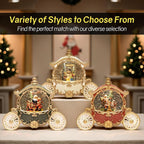 Christmas White Carriage Snow Globe Lantern with Gift Box - Snowman Scene Water Lantern with Glitter Snow - Musical Holiday Decor with LED Light - Battery Or USB Powered Operated (White with gold)