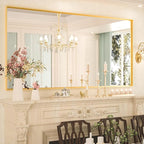 Keonjinn Large Gold Bathroom Mirror 72" x 36", Brushed Gold Rectangular Mirror for Wall, Oversized Metal Framed Mirror, Square Corner, Modern Farmhouse Decorative(Horizontal/Vertical)