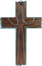 RWI Simple 10 1/2" Weathered Wood & Barbwire Decorative Wall Cross - Shabby Chic Chalk Paint Look