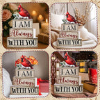 4 Pieces Cardinal Gift Decorations Wooden Red Cardinal Sign for Loss of Loved One Tiered Tray Decor I Am Always with You Sign Sympathy Remembrance Memorial Gifts for Home Kitchen Shelf Tabletop