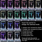 YWHL 3D Jesus Cross Figurine with Colorful Light Base, Laser Engraved Crucifix Religious Gift for Women Friends, Good Friday and Easter Day Christian Cross Decor