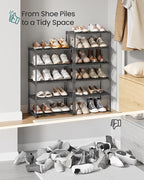 SONGMICS Shoe Rack, 10-Tier Shoe Organizer, Metal Storage Shelf, Upright or Upside Down, for 11-22 Pairs, for Entryway, 11.8 x 17.7 x 68.5 Inches, Black ULSA25BK