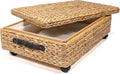 happimess BSK1006A 26.38" Chett Minimalist Hand-Woven Hyacinth/Wood Underbed Storage Bin with Wheels and Handles for Storage and Decoration in Bathroom, Bedroom, Closet, Entryway, Guest Room, Natural