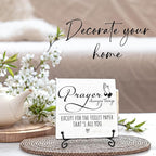 Prayer Changes Things Wooden Sign - 5" Prayer Quote Wooden Plaque With Metal Support - Funny Rustic Tabletop Bathroom, Toilet Room Decor - Housewarming Gifts For Family & Friends - A02