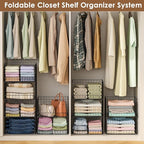 3-Tier Stackable Closet Organizers and Storage Shelves, Foldable Closet Shelf Organizer, Stackable Storage Bins Drawers for Closet Organizer System, Black(Patent Pending)