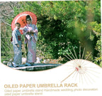 Classical Oil Paper Umbrellas Racks 2pcs Bamboo Stands for Wedding Dance