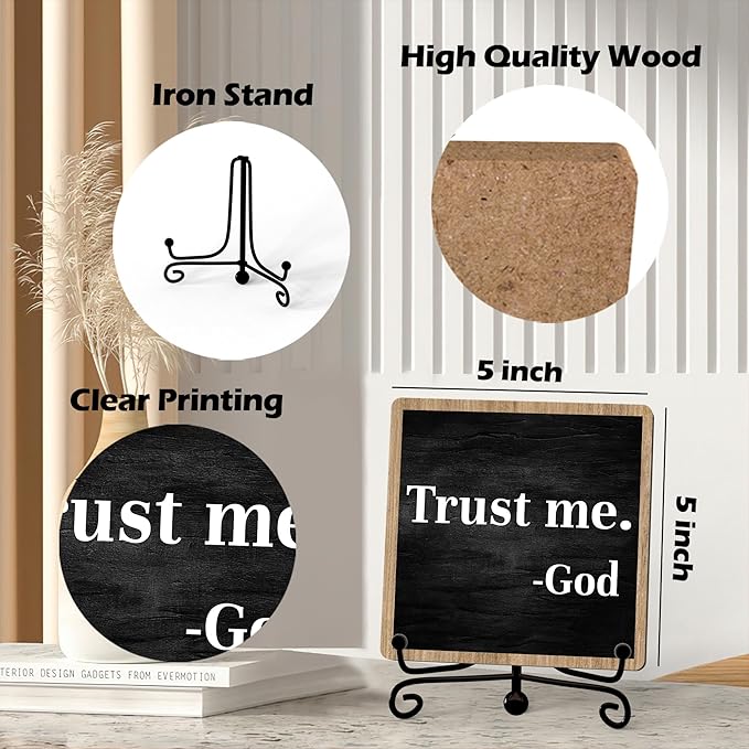 Home Decor, Farmhouse Shelf Decor For Living Room, Boho Aesthetic Table Decorations, Christian Gifts For Women Men, Entryway Tv Stand Fireplace Mantle Coffee Table Decoration (trust-01)