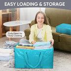 TICONN 4 Pack Extra Large Moving Bags Heavy Duty with Zippers & Carrying Handles, Durable Storage Bags Moving Boxes for Closet Organizers and Storage (4 Pack, Aqua)