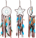 Jetec 3 Pcs Dream Catcher Moon Sun Star Design Handmade Traditional Design Craft Ornament Wall Art Hanging Home Decoration Bedroom Wedding (Dark Blue)