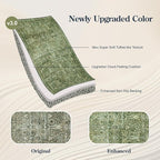 Lahome Moss Green Area Rug 8x10, Machine Washable Low Pile Thin Carpet for Living Room, Non-Slip Boho Rug for Bedroom Dining Office Apartments Home Decor